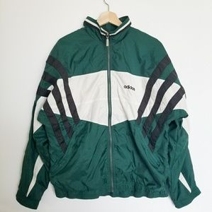 ADIDAS- Vintage Green Windbreaker with Grey Lining
